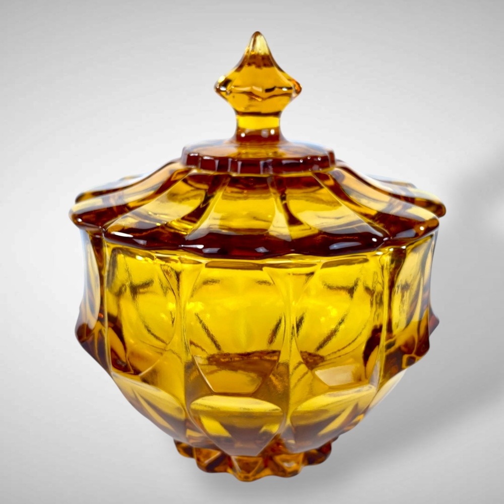Fenton Valencia‎ Amber Candy Box With Lid Vintage Glass 1969–1971